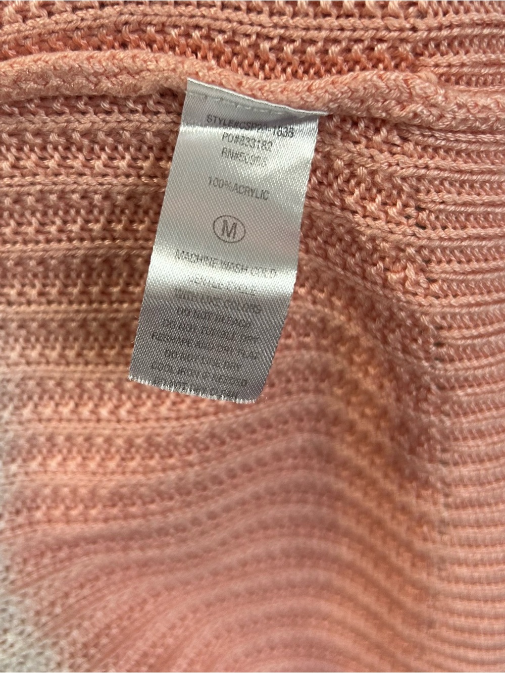 Women's Peach Tie-Dye V-Neck Slouchy Raglan Sweater Loose Knit Boho Minimalist - Picture 6 of 7
